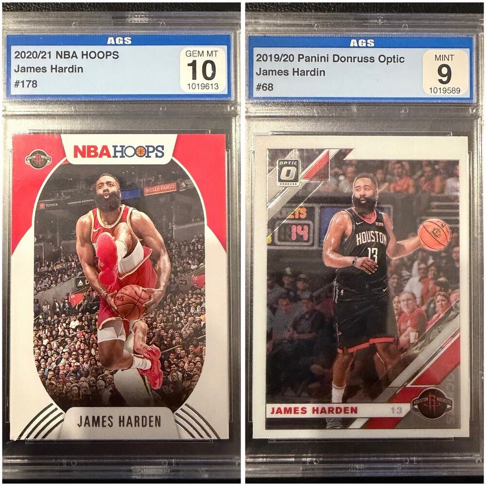 Basketball James Harden Graded Cards Lot Of 2 NBA Hoops & Donruss Optic